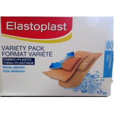 BandAids - Elastoplast Brand - Water-Resistant - Variety Pack - Fabric & Plastic Strips /   1 x 80 Strips